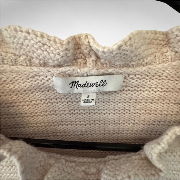 Madewell Ruffle-Neck Pullover Sweater in Cotton-Merino Yarn Small cream color - Picture 2 of 5